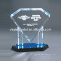 Polished technique crystal diamond award with color base